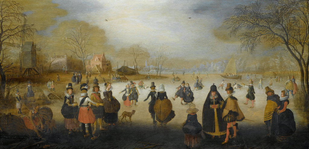 Detail of Winter Landscape with Skaters by Adam van Breen
