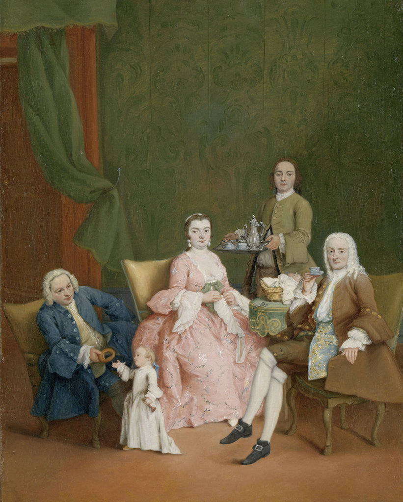 Detail of Portrait of a Venetian Family with a Manservant Serving Coffee by Pietro Longhi