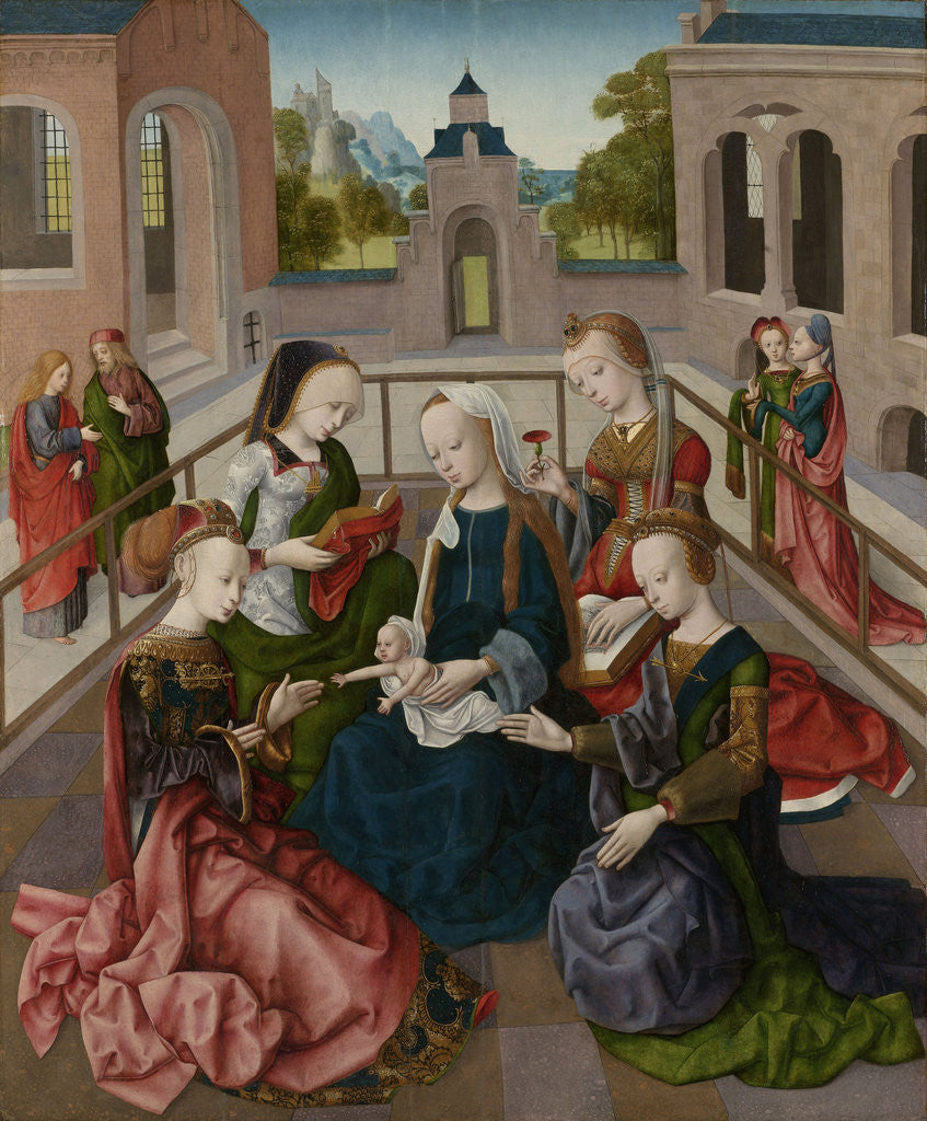 Detail of The Virgin and Child with Four Holy Virgins by Master of the Virgo inter Virgines