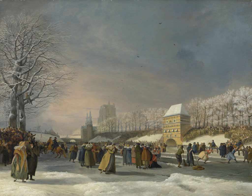 Detail of Women’s Skating Competition on the Stadsgracht in Leeuwarden, 21 January 1809, The Netherlands by Nicolaas Baur