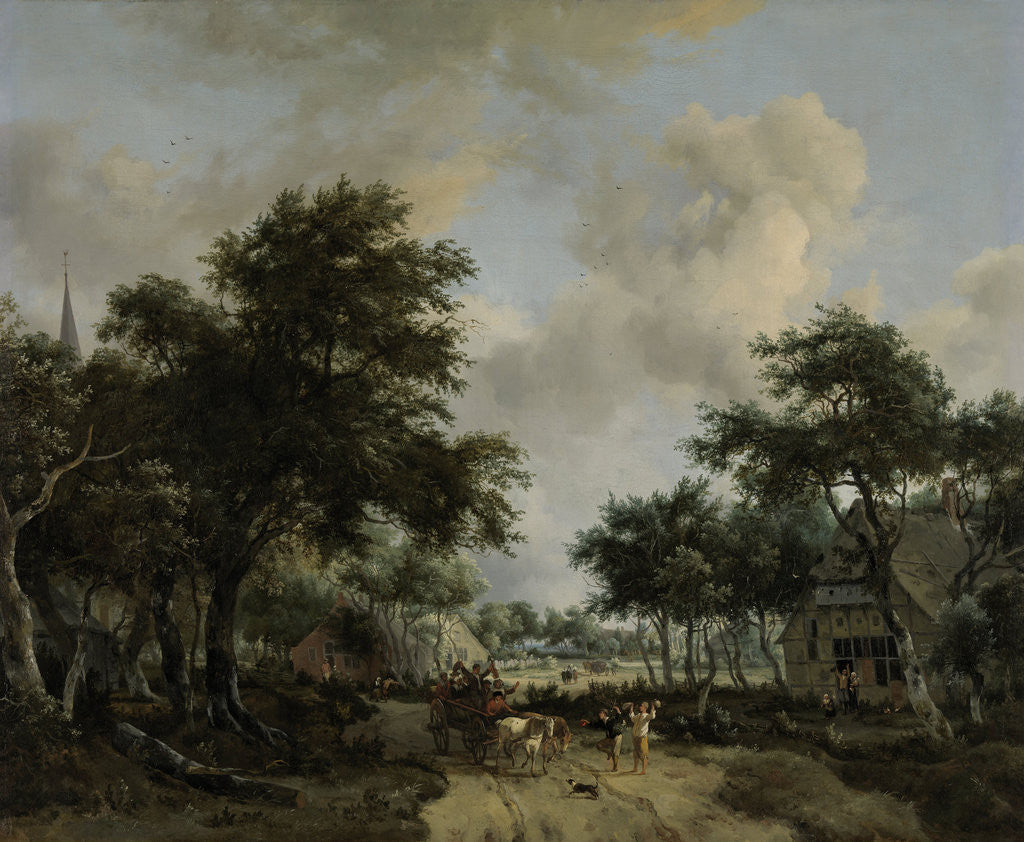 Detail of Wooded Landscape with Merrymakers in a Cart by Meindert Hobbema
