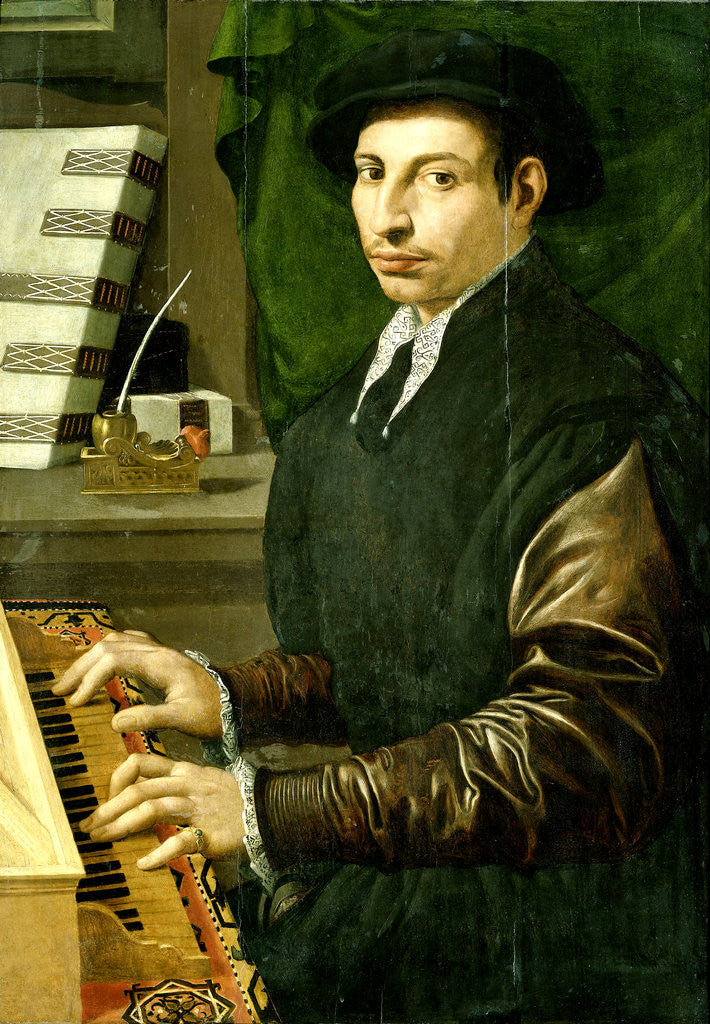 Detail of Man Playing the Clavichord by Francesco Traballesi