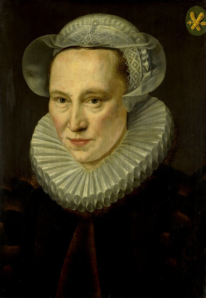 Detail of Portrait of Grietje Pietersdr Codde, died 1607, Wife of Jacob Bas by Adriaen Thomasz. Key