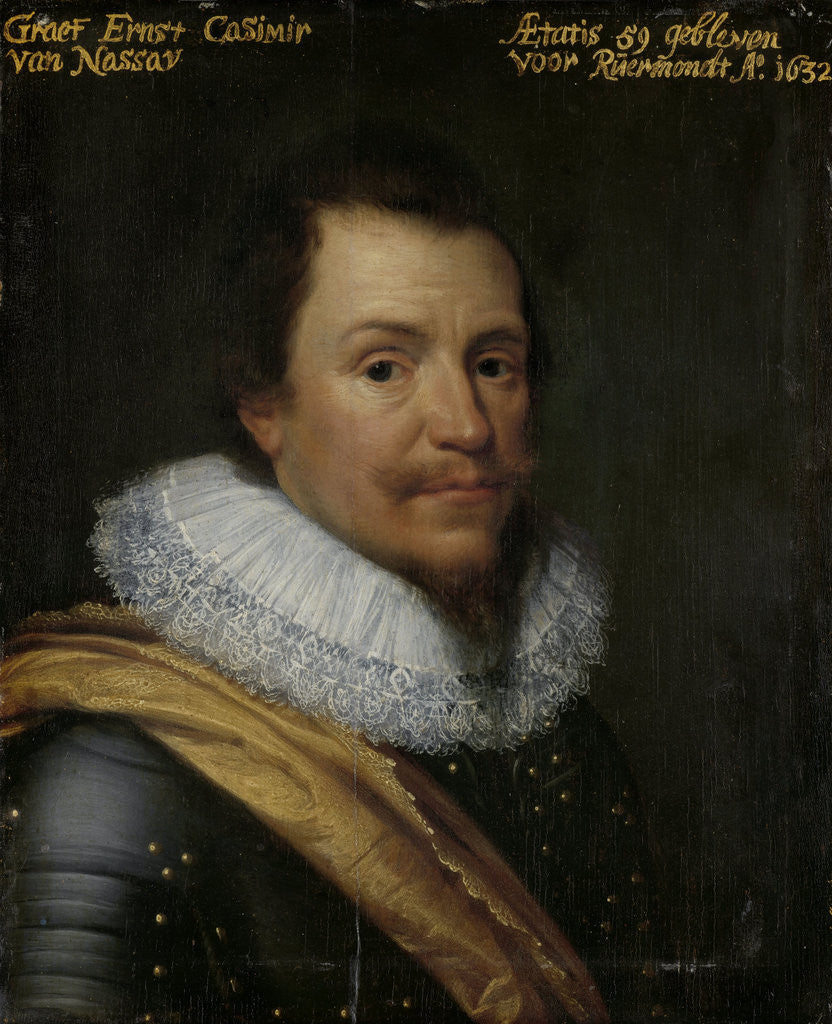 Detail of Portrait of Ernst Casimir I, Count of Nassau-Dietz by Workshop of Michiel Jansz van Mierevelt