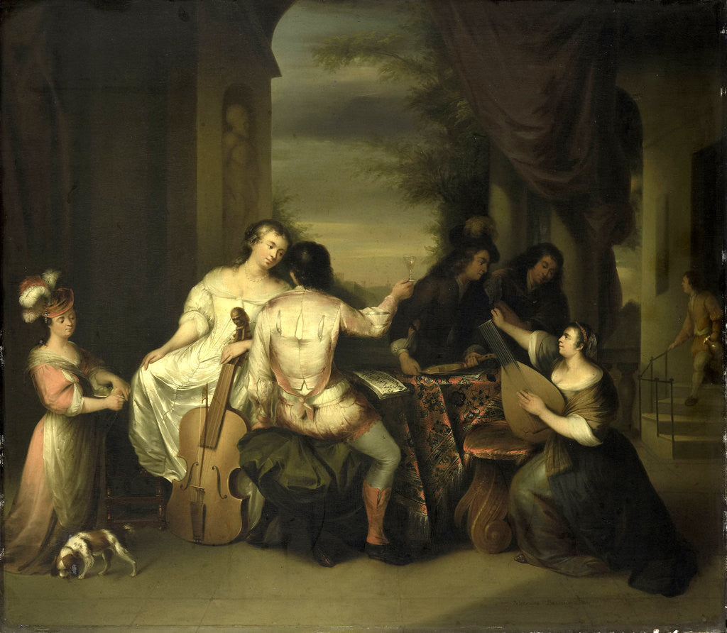 Detail of Musical Party by Melchior Brassauw