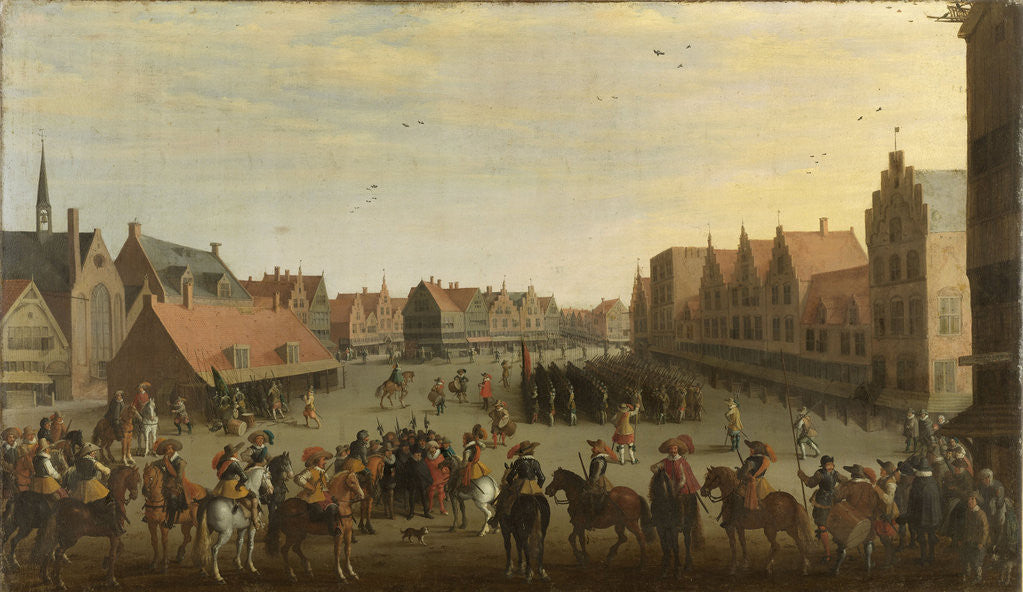 Detail of Disbanding of the Waardgelders by Prince Maurice on the Neude at Utrecht, 31 July 1618 by Joost Cornelisz. Droochsloot