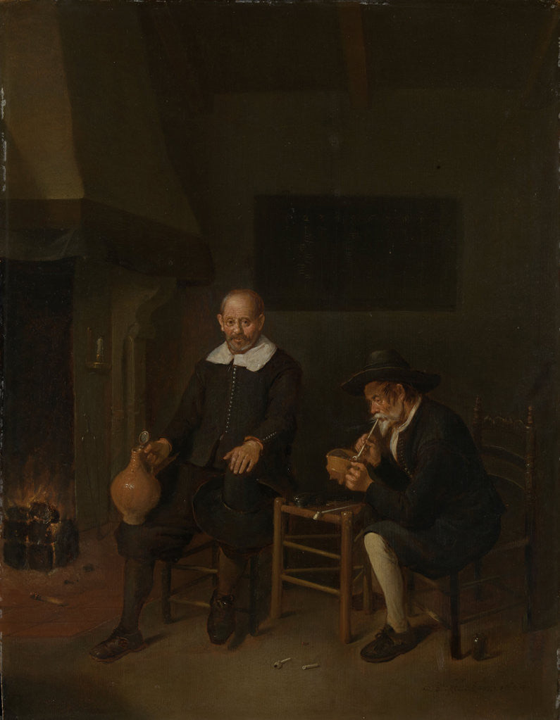 Detail of Interior with Two Men at a Fireplace, The Chimney Corner by Quiringh Gerritsz. van Brekelenkam