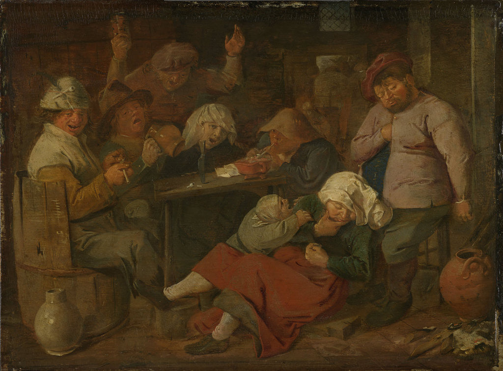 Detail of Peasant Carouse by Adriaen Brouwer