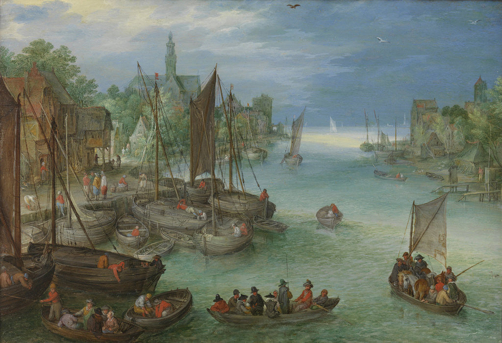 Detail of View of a City along a River by Jan Brueghel I