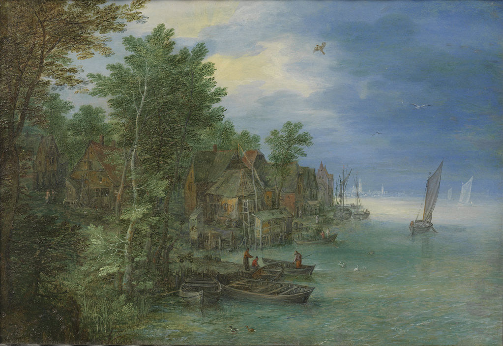 Detail of View of a Village along a River by Jan Brueghel I