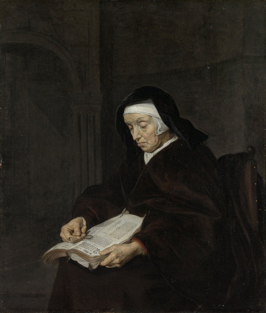Detail of Old Woman Meditating by Gabriël Metsu