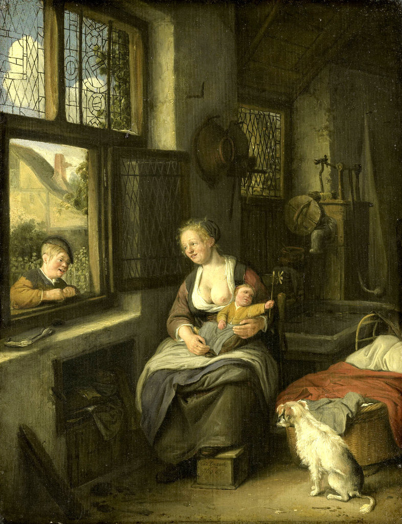 Detail of A Mother and her Children, A Mother's Happiness by Cornelis Dusart