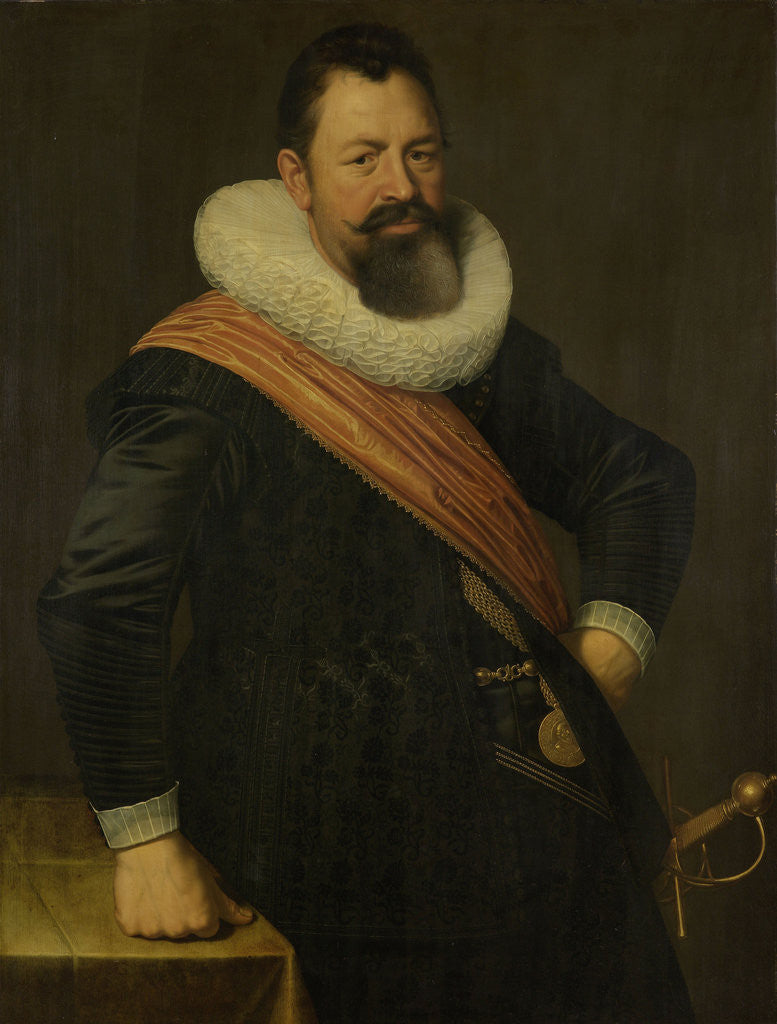 Detail of Portrait of Jochem Hendricksz. Swartenhont, Lieutenant-Admiral of Holland, Husband of Elisabeth Bas by Nicolaes Eliasz. Pickenoy