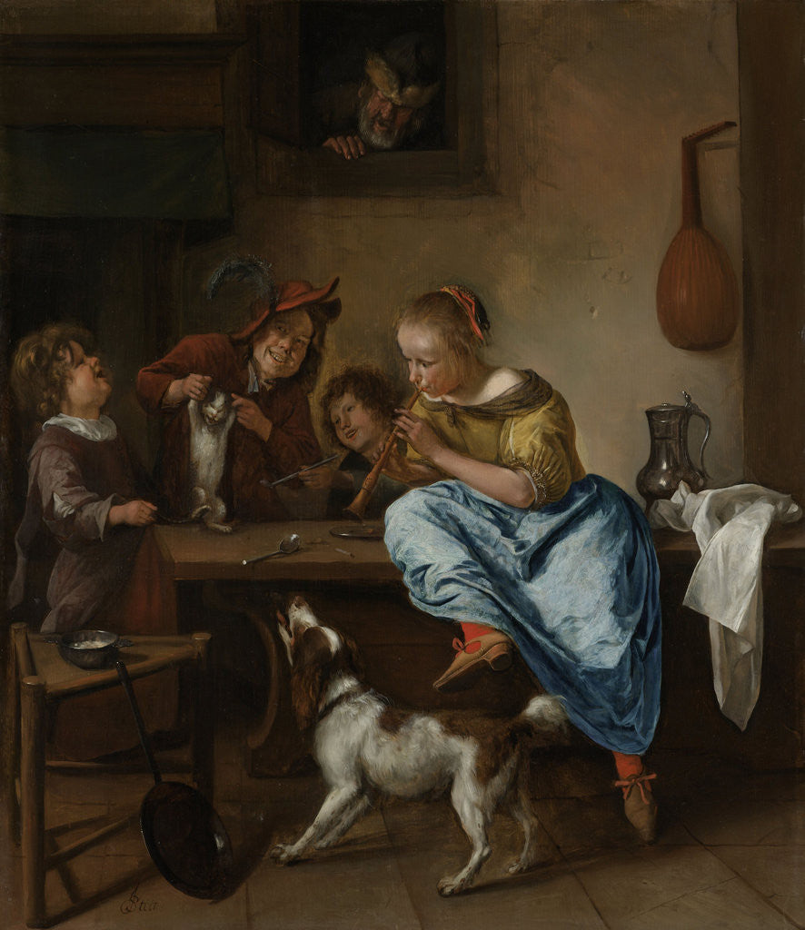 Detail of Children Teaching a Cat to Dance, Known as ‘The Dancing Lesson’ by Jan Havicksz. Steen