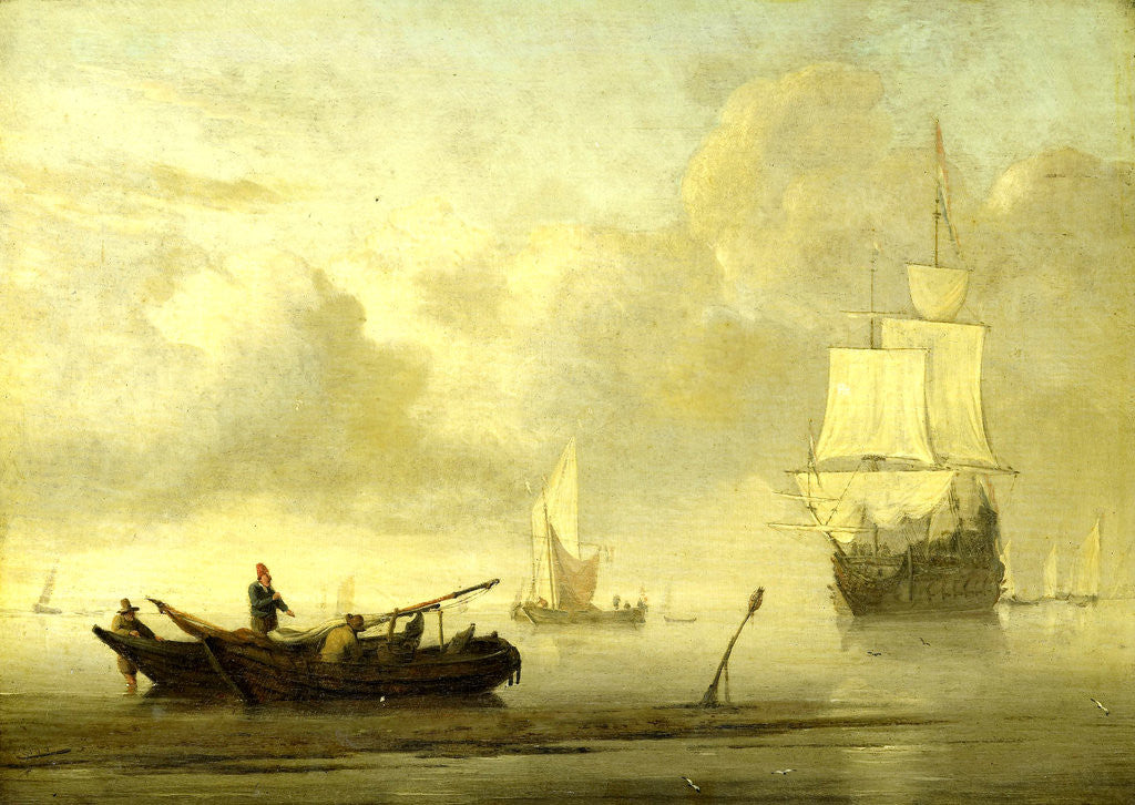 Detail of Ships near the Coast during a Calm by Willem van de Velde II