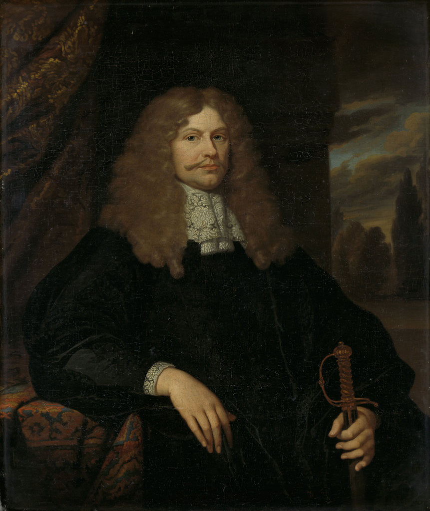 Detail of Portrait of Cornelis Backer, 1633-81, councillor, alderman, and colonel of the Amsterdam militia by Caspar Netscher