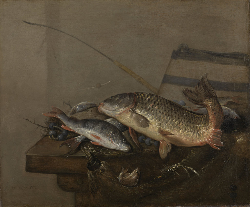 Detail of Still life with fish by Pieter van Noort