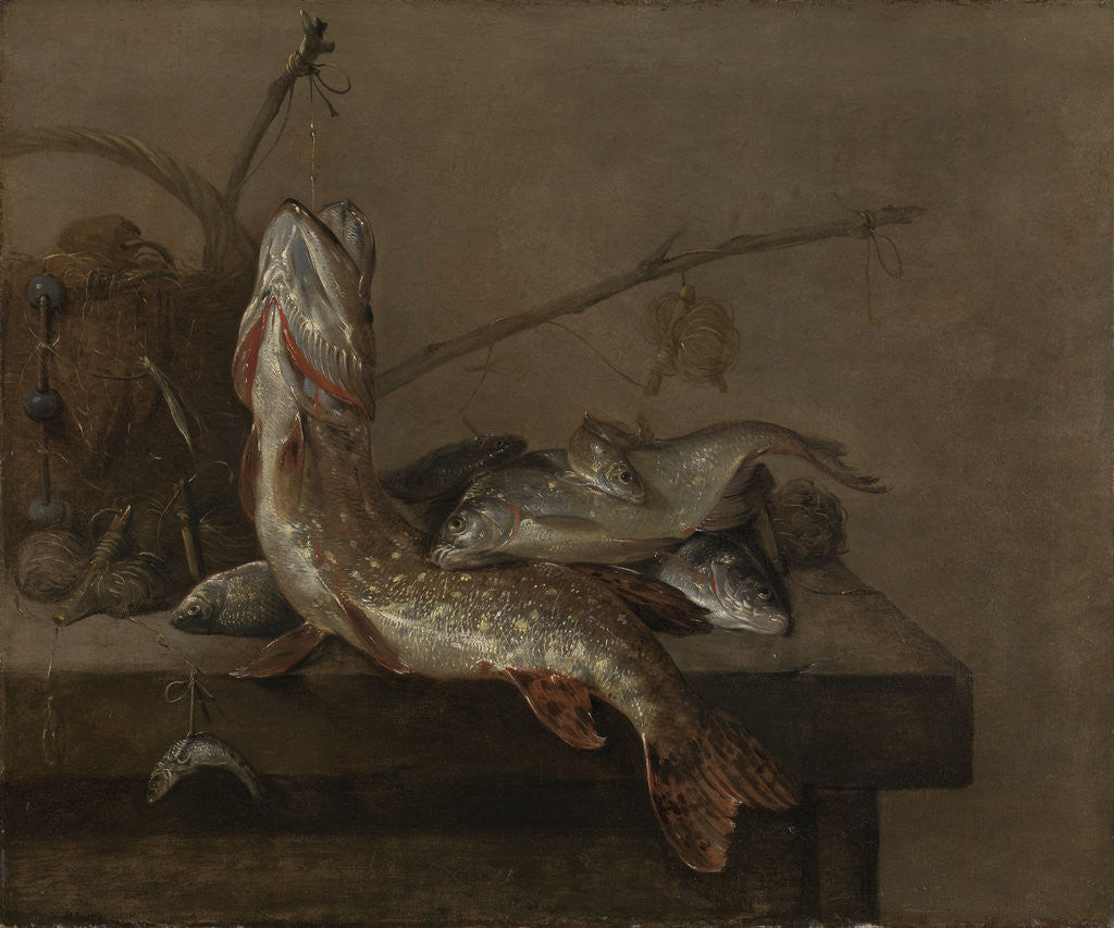 Detail of Still life with fish by Pieter van Noort