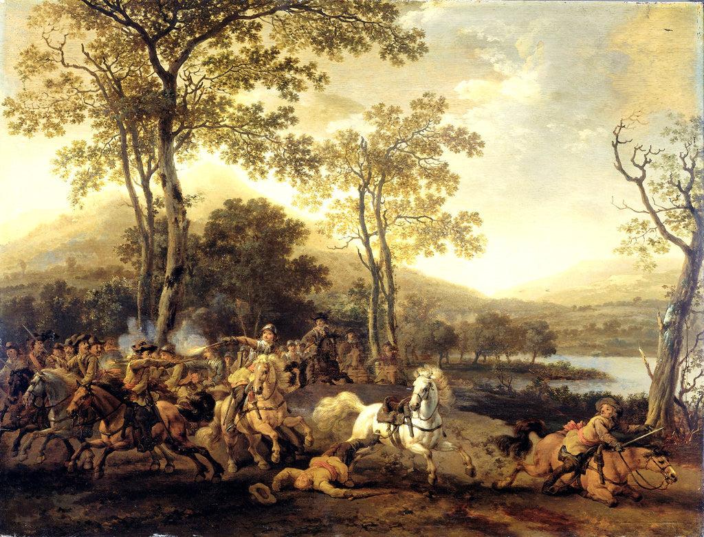 Detail of Cavalry Skirmish by Abraham van Calraet