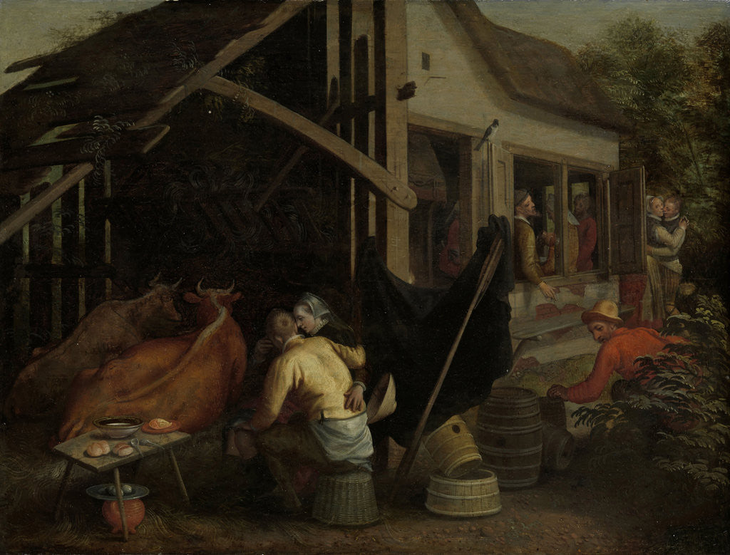 Detail of Couples Making Love at a Village Inn by Aert Pietersz.