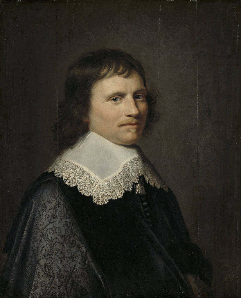 Detail of Portrait of a Man, possibly Salomon van Schoonhoven, Regent of Putten by Jacob Willemsz. Delff II