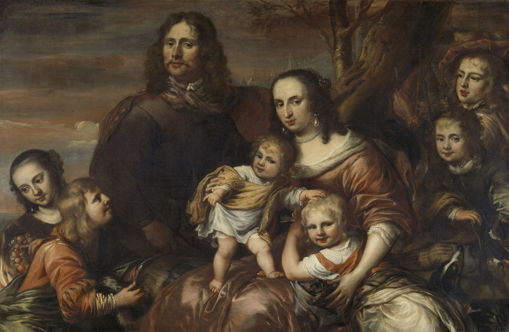 Detail of A couple with six children by Jürgen Ovens