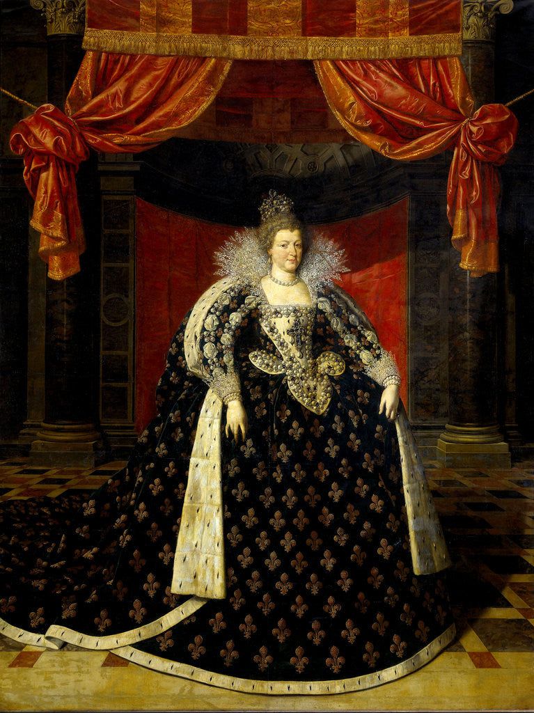 Detail of Marie de Medicis, Consort of Henry IV, King of France by Workshop of Frans Pourbus II