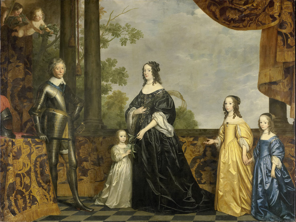 Detail of Portrait of Frederick Henry, Prince of Orange, with his Wife Amalia of Solms-Braunfels and their three youngest Daughters Albertina Agnes, Henrietta Catharina, and Maria by Gerard van Honthorst