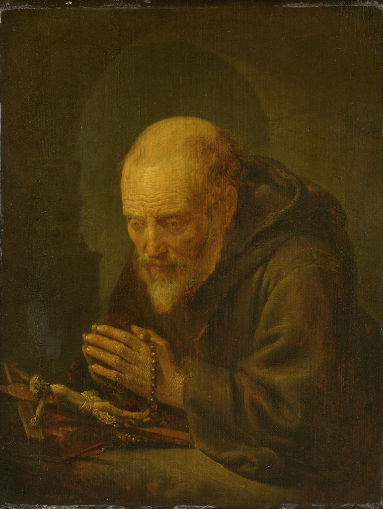 Detail of Praying Hermit by Gerard Dou