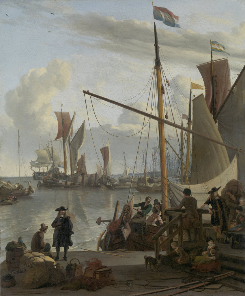 Detail of The IJ at Amsterdam, seen from the Mosselsteiger, mussel pier, The Netherlands by Ludolf Bakhuysen