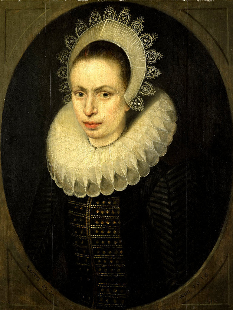 Detail of Portrait of Antoinette Walleran, Wife of Philippe Le Mire by Jacob Lambrechtsz. Loncke