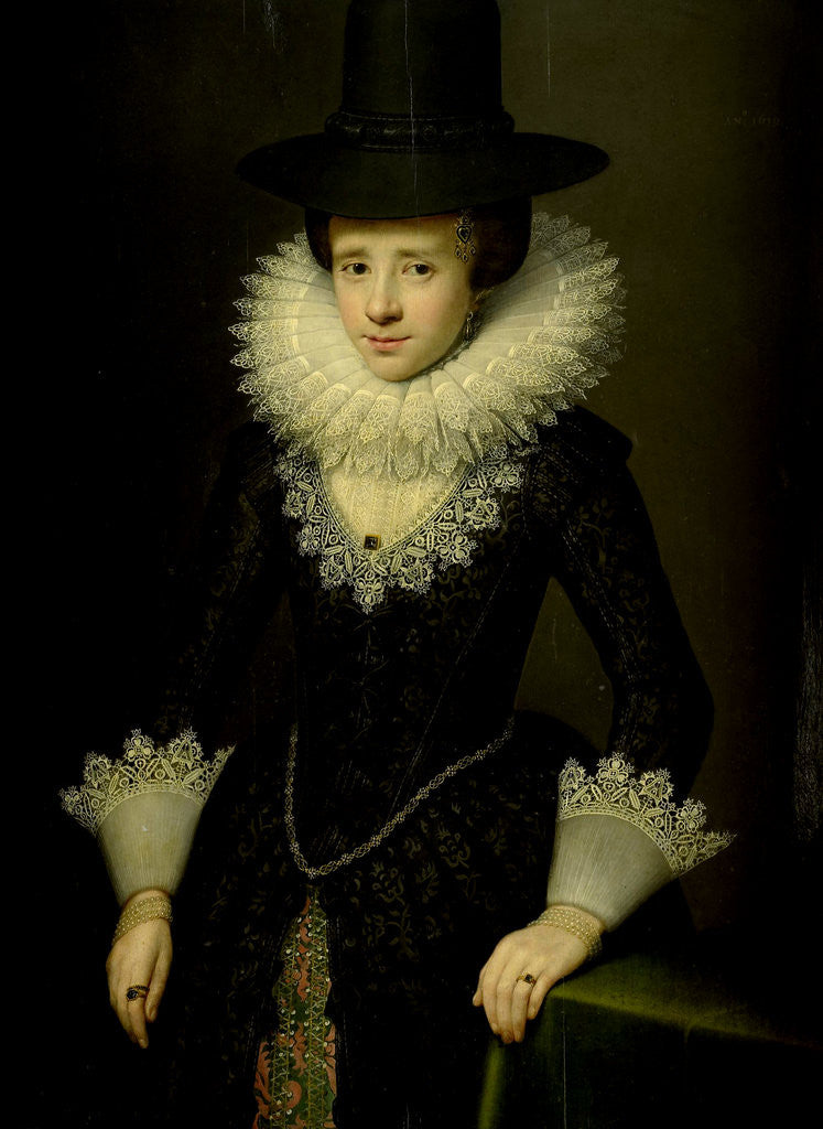 Detail of Portrait of Anna Boudaen Courten by Salomon Mesdach