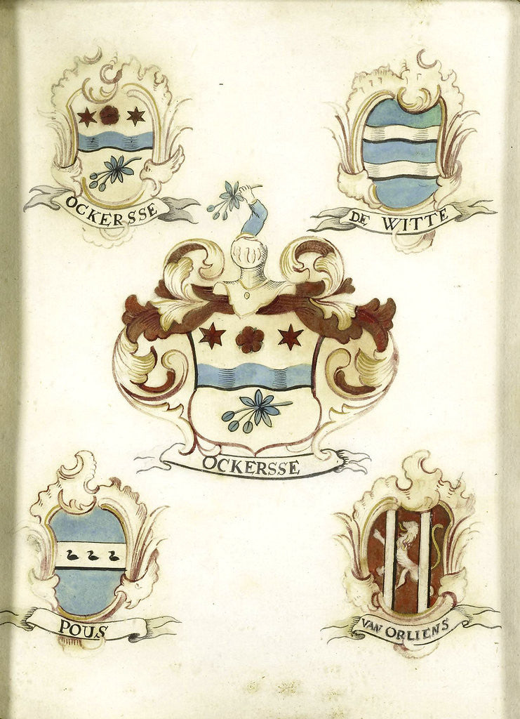 Detail of The coat of arms of a female member of the Ockersse family, married to Van Gelre and mother of Anna Digna van Gelre by Anonymous