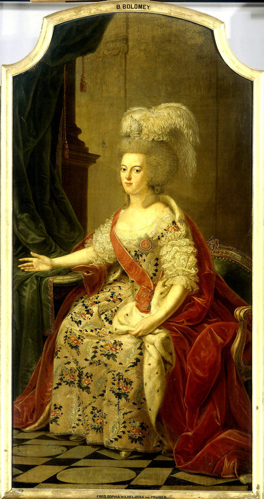 Detail of Wilhelmina of Prussia, Consort of Prince William V, Frederika Sophia Wilhelmina by Benjamin Samuel Bolomey