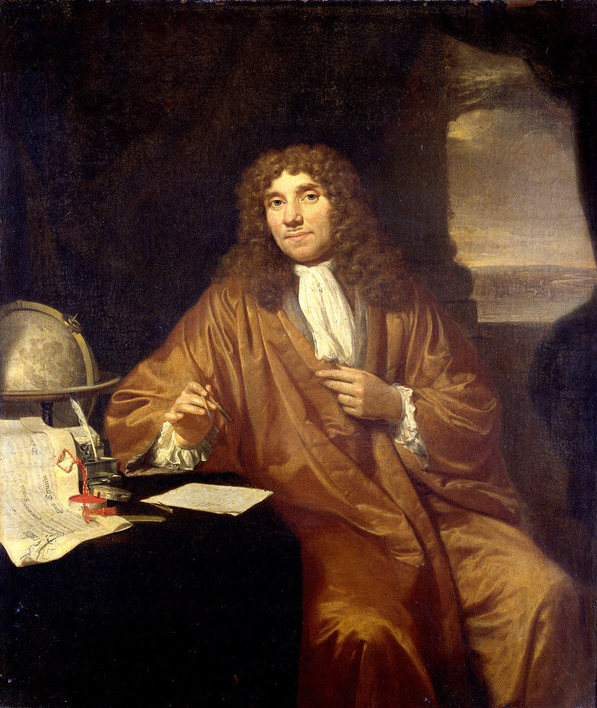 Detail of Portrait of Anthonie van Leeuwenhoek, Natural Philosopher and Zoologist in Delft, The Netherlands by Jan Verkolje I