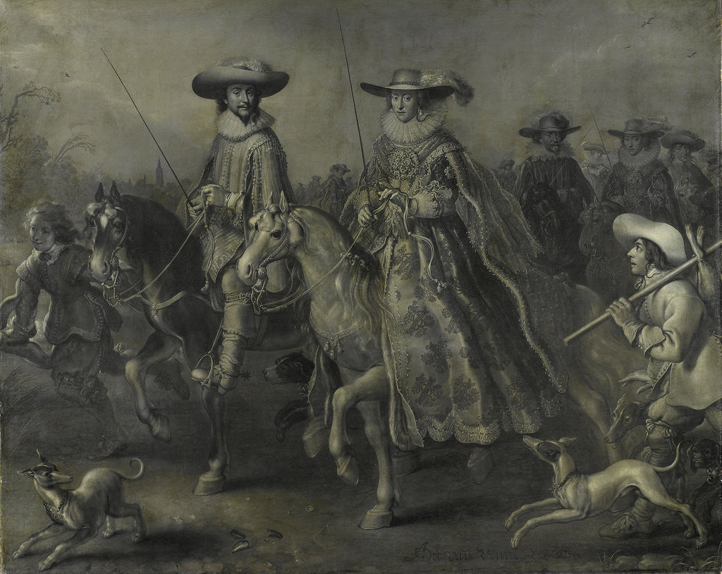 Detail of Friedrich V, Elector Palatine, King of Bohemia, and his Wife Elizabeth Stuart on Horseback, Frederick I by Adriaen Pietersz. van de Venne