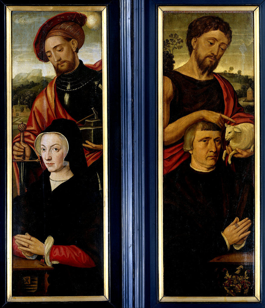 Detail of Two Wings of a Triptych with Portraits of Donors with Saints Adrian and John the Baptist by Pieter Pourbus