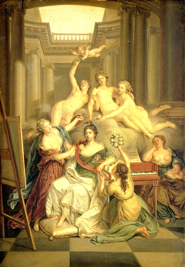 Detail of Wilhelmina of Prussia, Consort of William V, Prince of Orange, in the Temple of Arts by Benjamin Samuel Bolomey