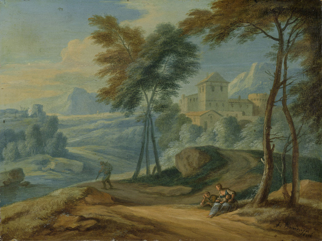 Detail of Mountainous Landscape by Adriaen Frans Boudewyns