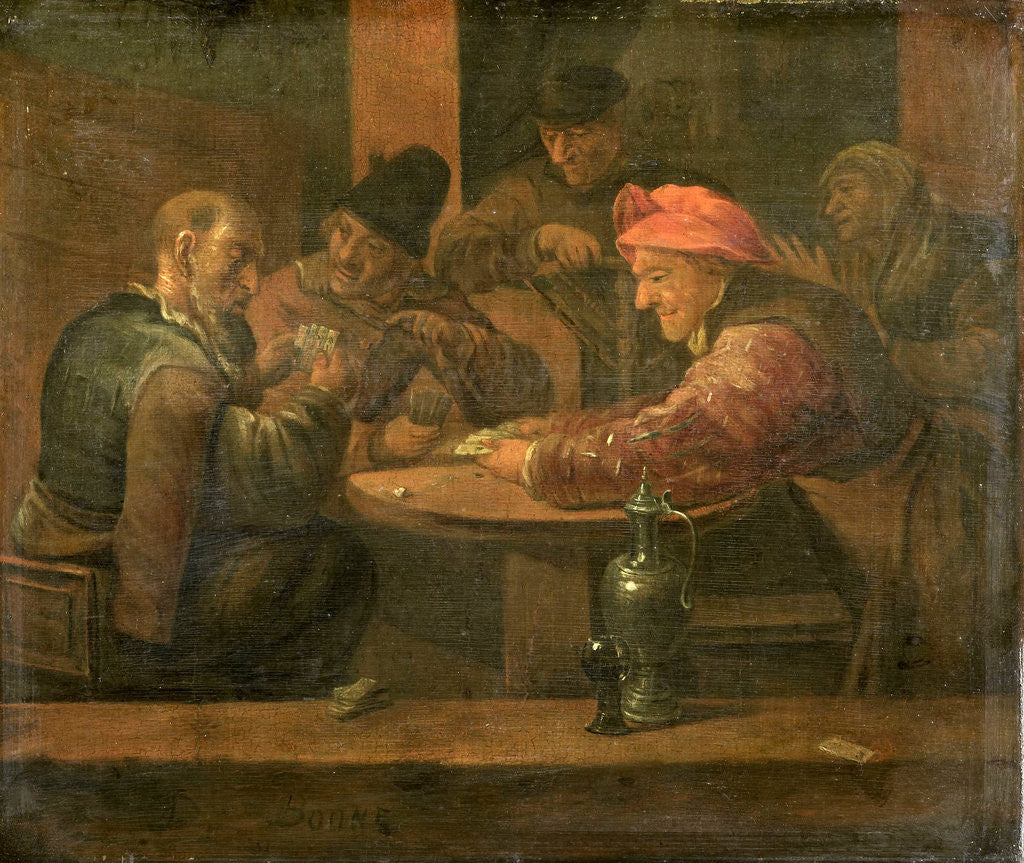 Detail of Peasants Playing Cards by Daniel Boone