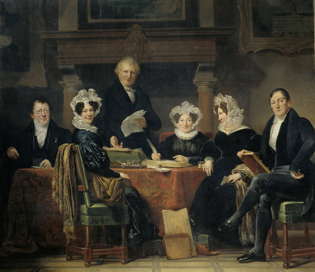 Detail of Group Portrait of the Regents and Regentesses of the Lepers' Home of Amsterdam, 1834-35 by Jan Adam Kruseman