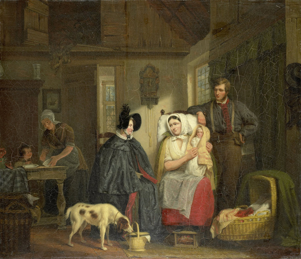 Detail of Visit with the New Mother by Moritz Calisch