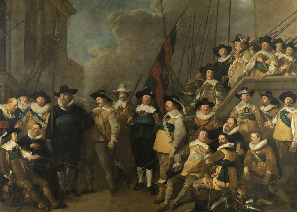 Detail of Officers and other Marksmen of the V District in Amsterdam by Jacob Adriaensz. Backer