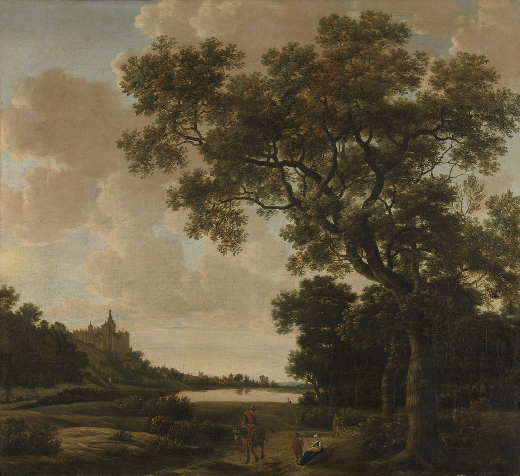Detail of Landscape with Zwanenburcht in Cleeves, Swan Castle, Schwanenburg Castle, Cleves Germany by Joris van der Haagen