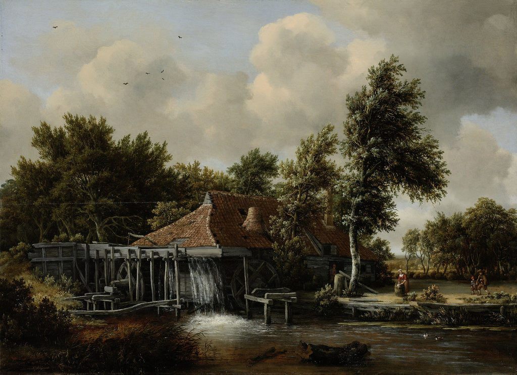 Detail of A Watermill by Meindert Hobbema