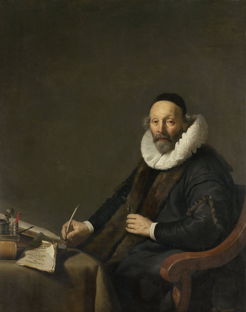 Detail of Portrait of Johannes Wttenbogaert, Jan Uytenbogaert, Remonstrant Minister in The Hague, The Netherlands by Jacob Adriaensz. Backer