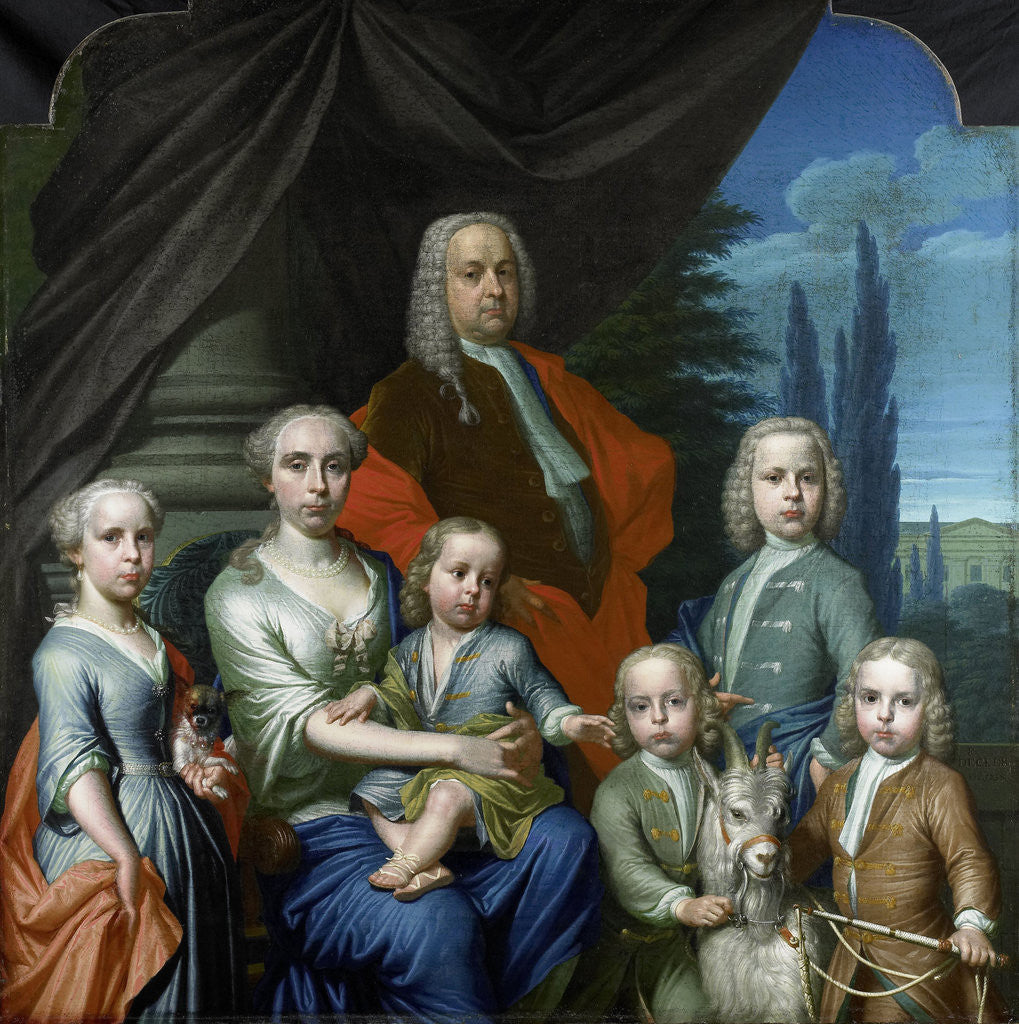 Detail of Portrait of Willem Philip Kops, Merchant in Haarlem, his Wife, Johanna de Vos, and Children, The Netherlands by Frans Decker