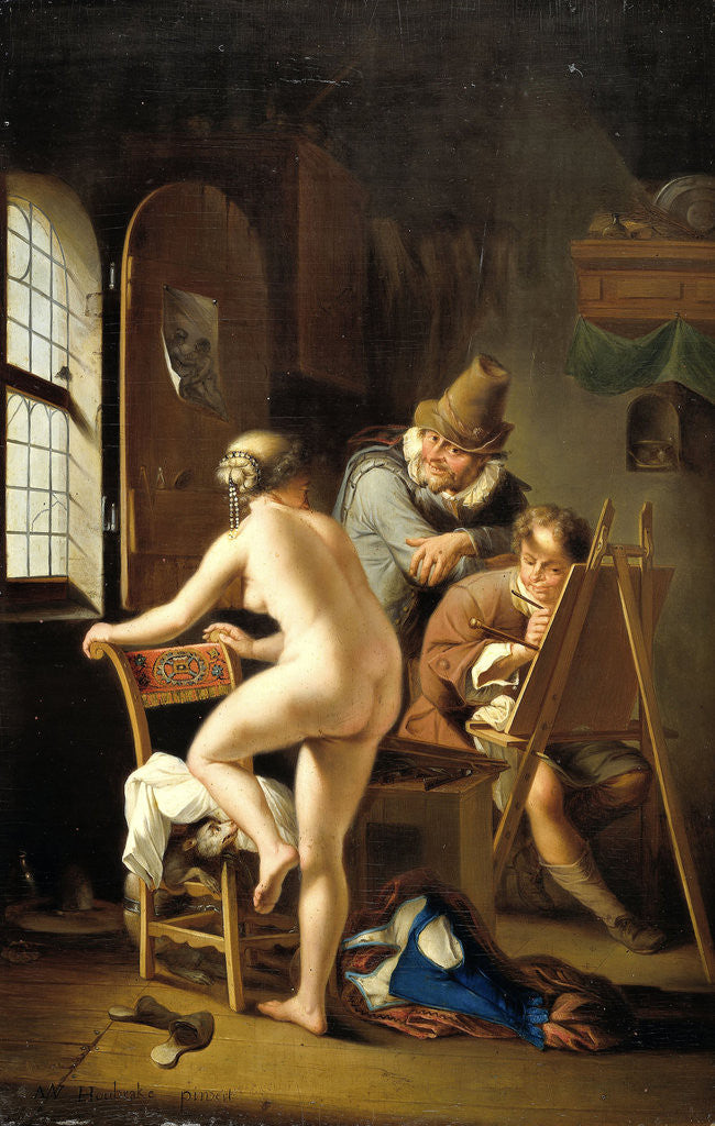 Detail of The Painter and his Model by Arnold Houbraken