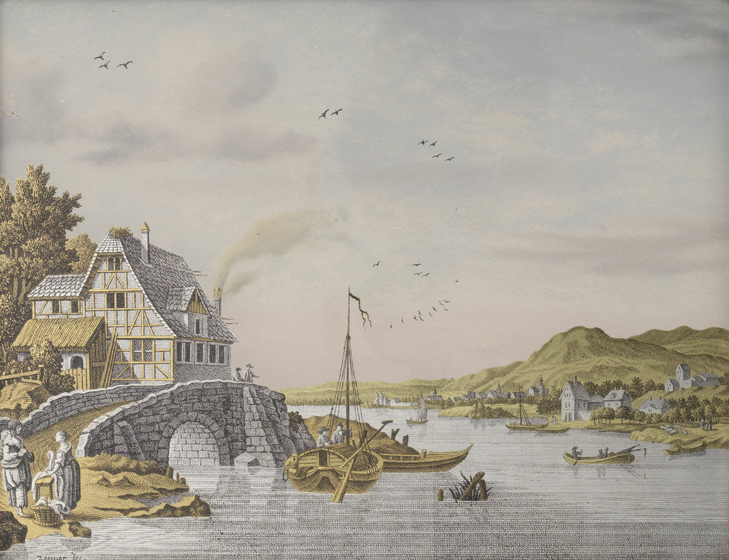 Detail of Houses along a River by Jonas Zeuner