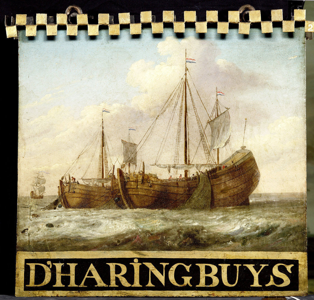 Detail of Sign, both sides painted with Herring Boats by Anonymous